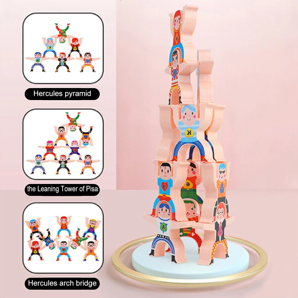 Stacking Acrobats Kids Puzzle Games Wooden Stacking Toys - 16-Piece Circus Acrobat ...