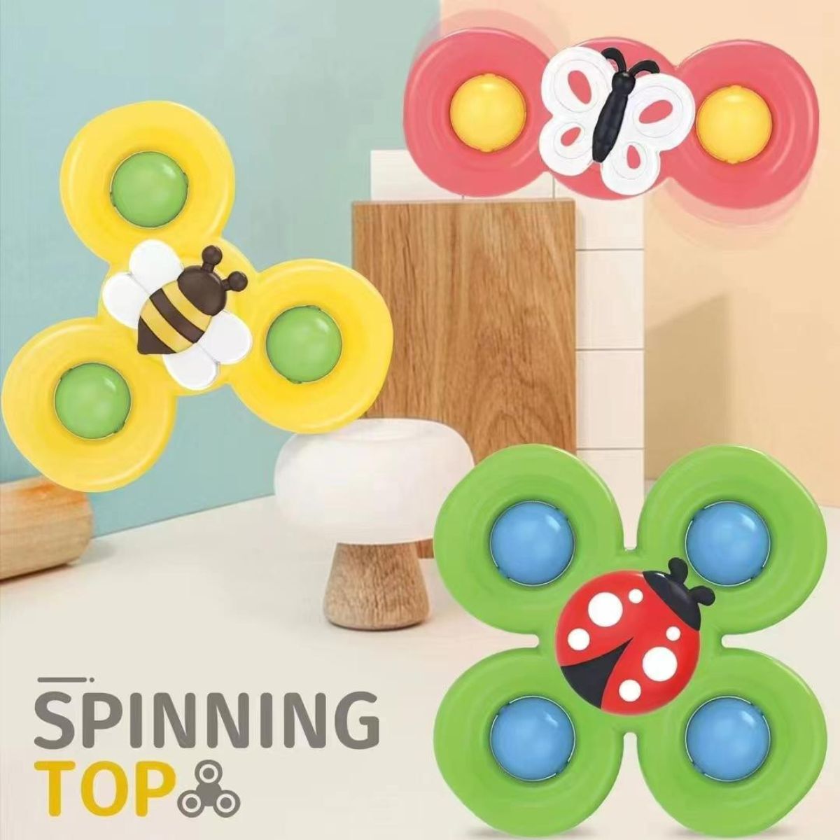 3PCS Suction Cup Spinner Bath Toy for 1 2 Year Old Baby Toys Spinning Top  Baby T