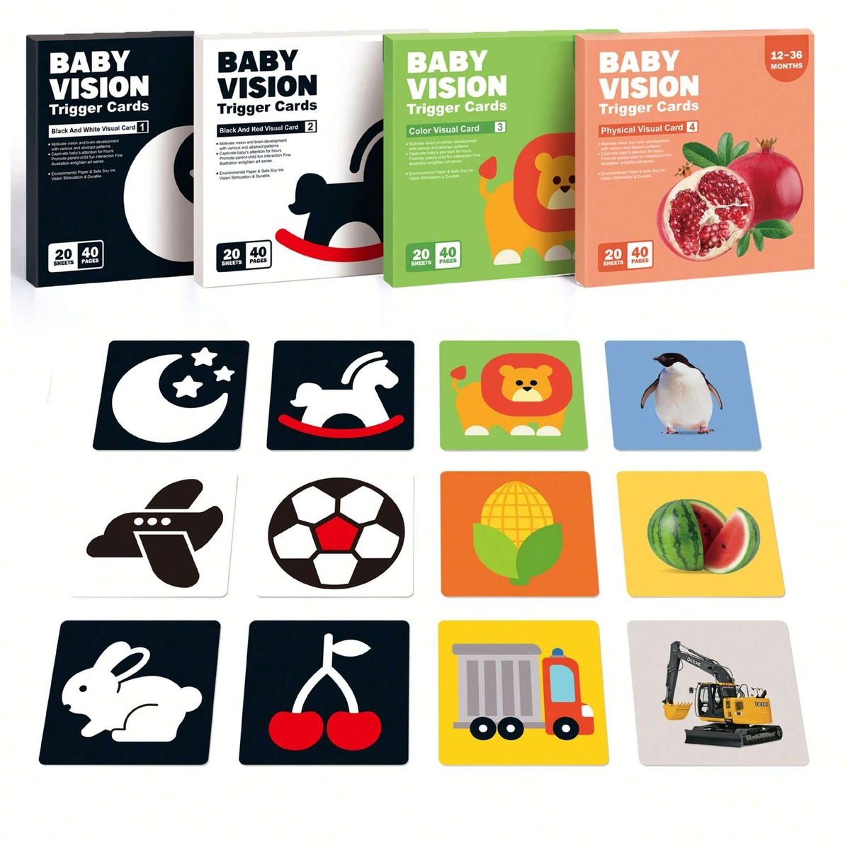 Baby Visual Stimulation Cards | Infant Sensory Toys Early Learning Toy ...